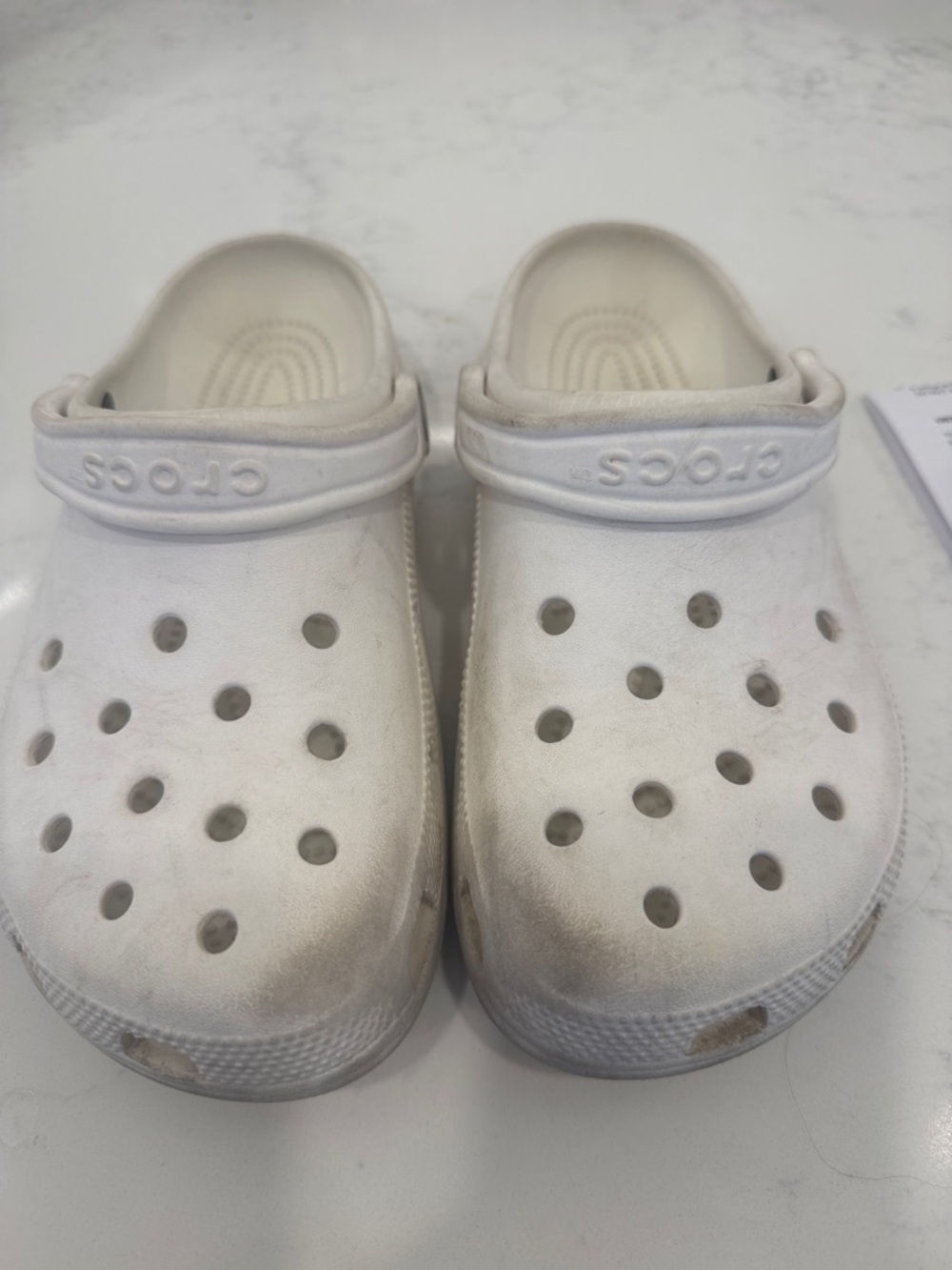 CROCS Kids White Slip-On Clogs with Heel Strap
